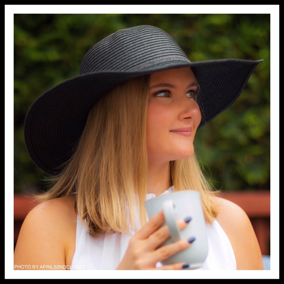 Black Floppy Wide Brim Oversized Fedora Panama Hat - Picture 7 of 8